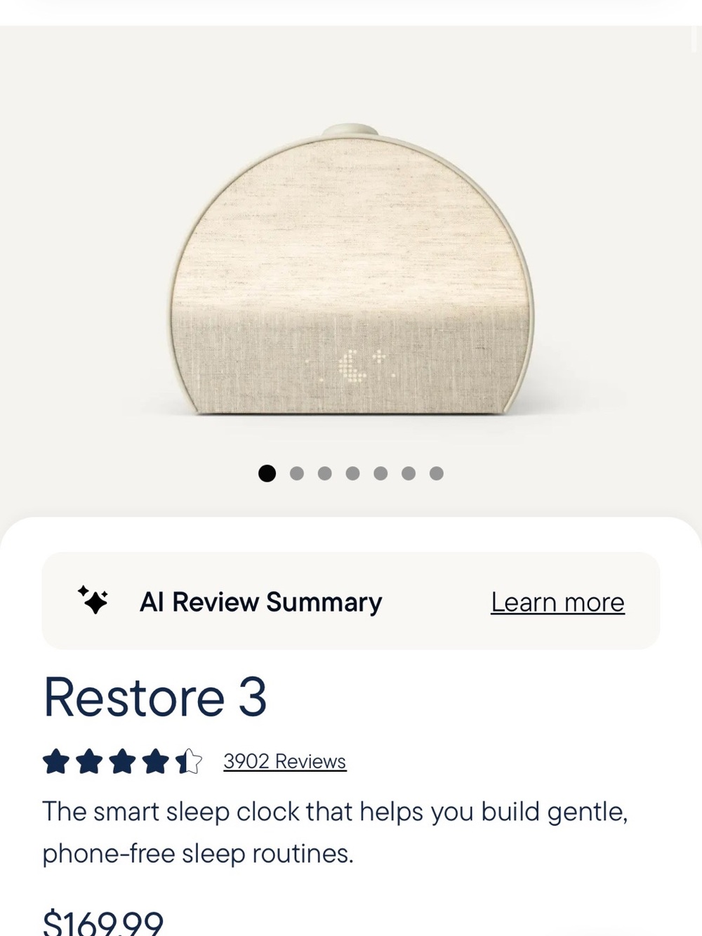 Hatch Restore 3 Sleep Clock — Natural Linen
